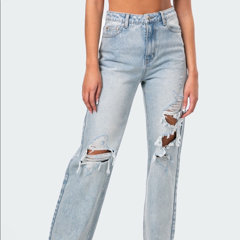 Edikted Wide or Die Ripped Jeans - Picture 8 of 9